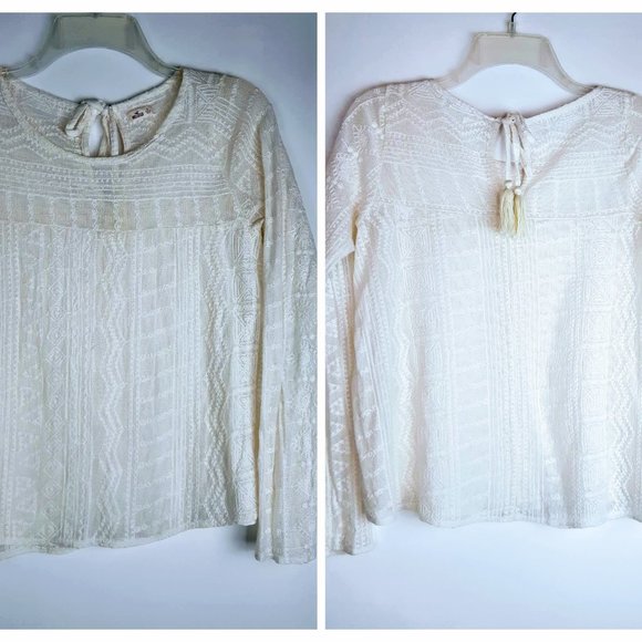 HOLLISTER Romantic Sheer Light Cream Top EUC - Picture 1 of 8